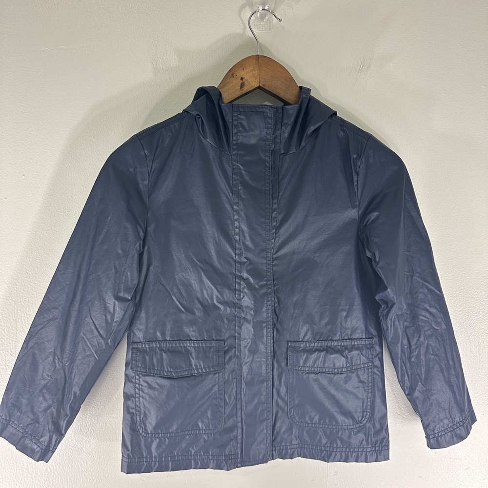GAP Kids Waterproof Rain Coat Full Zipper Velcro Closure Navy Medium Regular